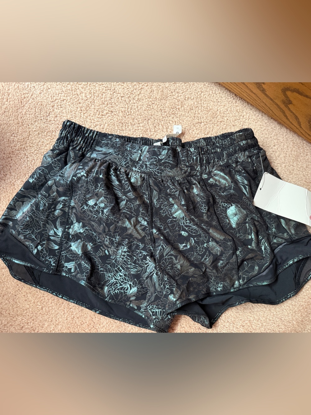 lululemon athletica Black Floral Print Athletic Shorts